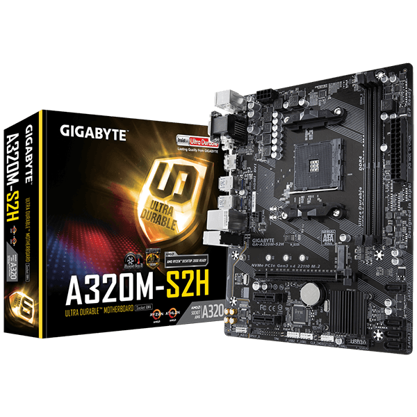 GIGABYTE A320-S2H – AMD A320 Chipset Socket AM4 GA-A320M-S2H Box GIGABYTE A320-S2H – AMD A320 Chipset Socket AM4 GA-A320M-S2H Box