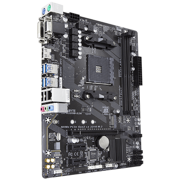GIGABYTE A320-S2H – AMD A320 Chipset Socket AM4 GA-A320M-S2H Side GIGABYTE A320-S2H – AMD A320 Chipset Socket AM4 GA-A320M-S2H Side