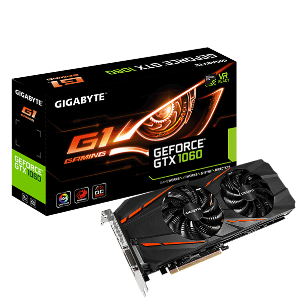 GIGABYTE nVidia GeForce GTX1060 GAMING – 3072MB GDDR5, 192-Bit Memory Bus GV-N1060G1-GAMING-3GD Box GIGABYTE nVidia GeForce GTX1060 GAMING – 3072MB GDDR5, 192-Bit Memory Bus GV-N1060G1-GAMING-3GD Box