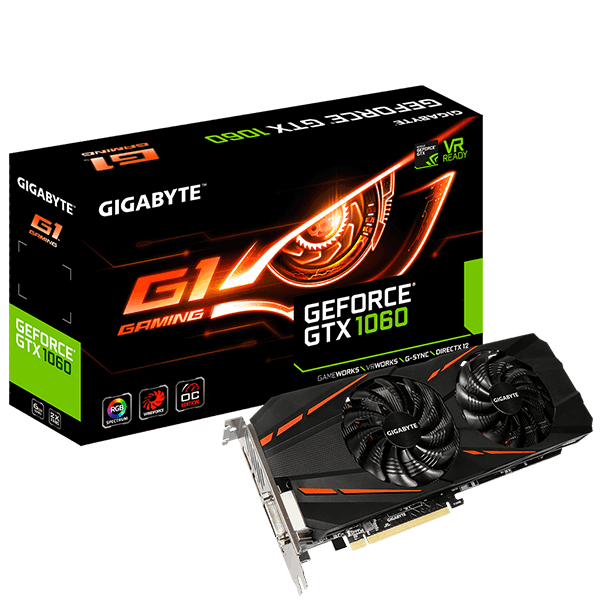 GIGABYTE nVidia GeForce GTX1060 GAMING – 6144MB GDDR5, 192-Bit Memory Bus GV-N1060G1-GAMING-6GD Box GIGABYTE nVidia GeForce GTX1060 GAMING – 6144MB GDDR5, 192-Bit Memory Bus GV-N1060G1-GAMING-6GD Box