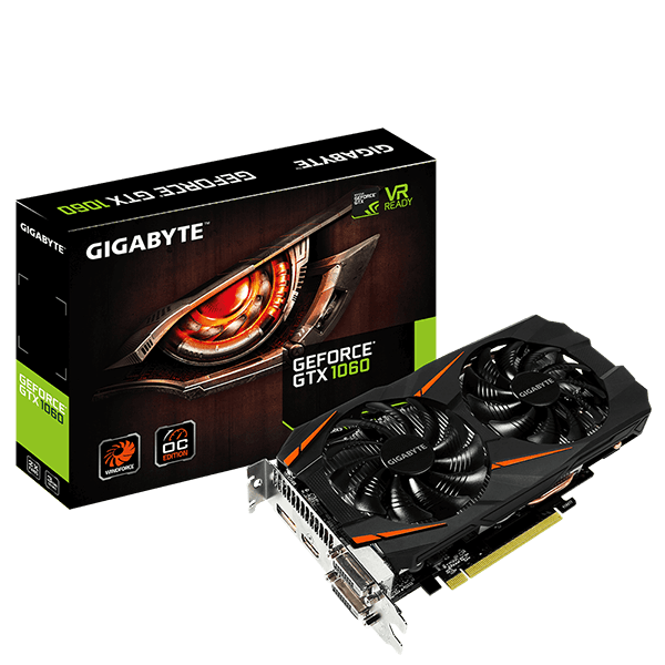 GIGABYTE nVidia GeForce GTX1060 WINDFORCE - 6144MB GDDR5, 192-Bit Memory Bus GV-N1060WF2OC-6GD Box GIGABYTE nVidia GeForce GTX1060 WINDFORCE - 6144MB GDDR5, 192-Bit Memory Bus GV-N1060WF2OC-6GD Box