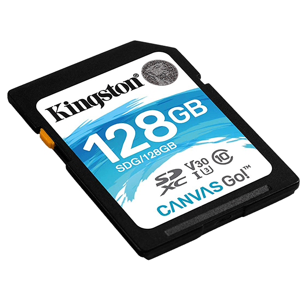 Kingston 128GB Canvas Go! SD Card, Read-Write 90-45 MB-Sec, Lifetime Warranty SDG-128GB Side Kingston 128GB Canvas Go! SD Card, Read-Write 90-45 MB-Sec, Lifetime Warranty SDG-128GB Side
