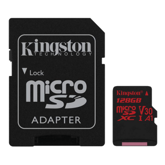 Kingston 128GB Canvas React microSD, Read-Write 100-80 MB-Sec, Lifetime Warranty SDCR-128GB Top