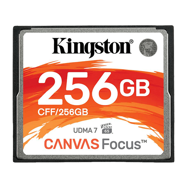 Kingston 256GB Canvas Focus Compact Flash, Read-Write 150-130 MBSec, Lifetime Warranty CFF-256GB Front Kingston 256GB Canvas Focus Compact Flash, Read-Write 150-130 MBSec, Lifetime Warranty CFF-256GB Front