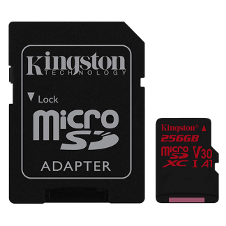 Kingston 256GB Canvas React microSD, Read-Write 100-80 MB-Sec, Lifetime Warranty SDCR-256GB Top