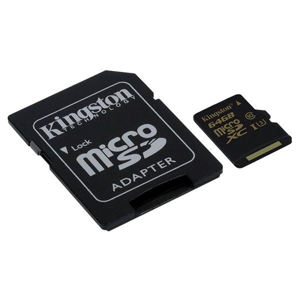 Kingston 64GB Gold Series microSD, Read-Write 90-45 MB-Sec, Lifetime Warranty SDCG-64GB Side Kingston 64GB Gold Series microSD, Read-Write 90-45 MB-Sec, Lifetime Warranty SDCG-64GB Side